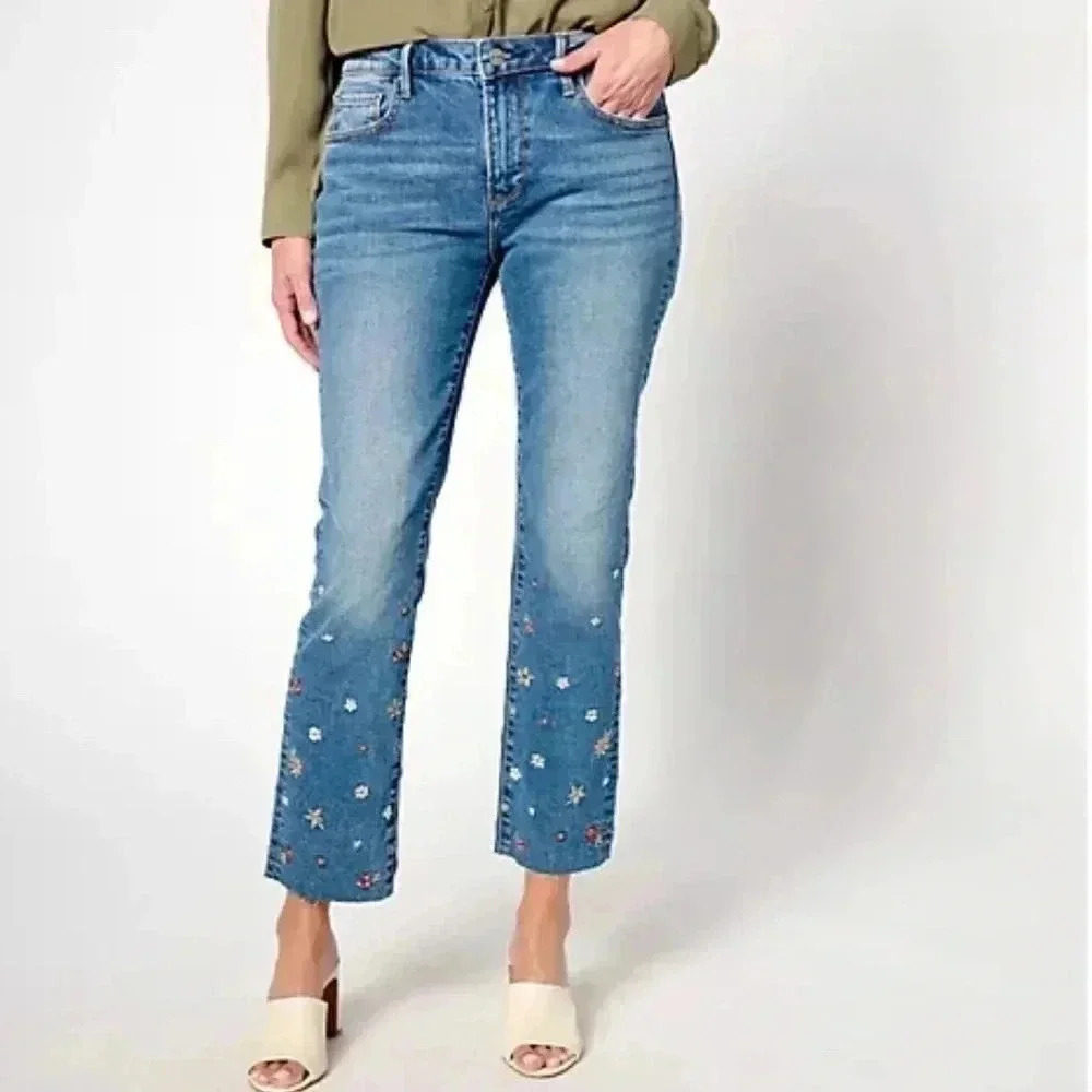 Driftwood Jeans Colette Embroidered Crop Straight Jean-Prairie‎ Sz 8